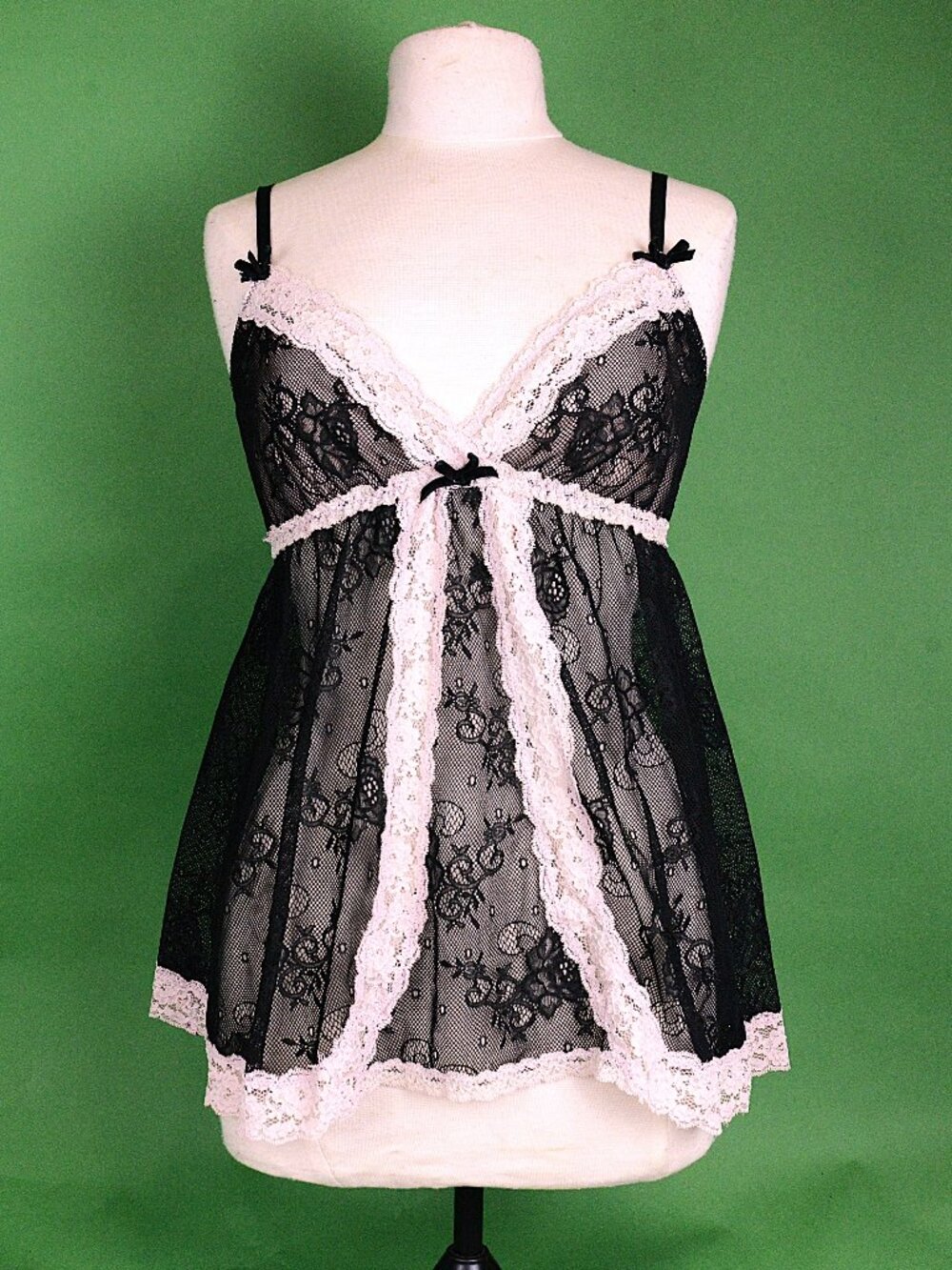 Y2K Baby Phat Intimates Lace Lingerie Babydoll Pink and Black size Large